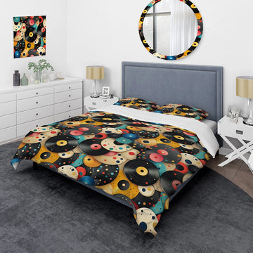 1970S Vinyl Records Spots - Duvet Cover Set